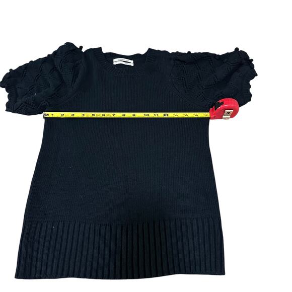 Anthropologie Black Puff Sleeve Knit Top XS Scandinavian Minimal Quiet luxury - Picture 9 of 10